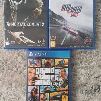 GTA 5, Need For Speed, Mortal Kombat X. Диски Playstation