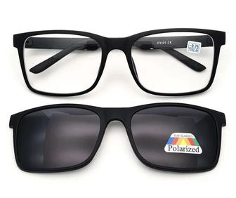 Готовые очки с магнитными насадкой (солнцезащитной) и диоптрии -4.00