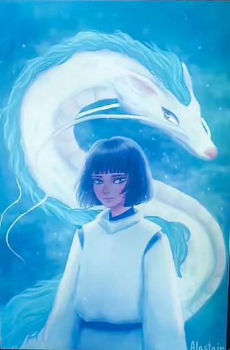Картина-постер с Хаку из аниме