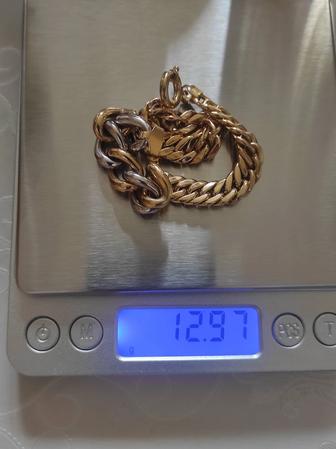 Золотой браслет, 585 пробы, 12.97 гр, 19.5 см,, состояние идеальное