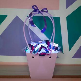 Букет корзинка светящиеся бабочки подарок сюрприз день рождения 14 февраля