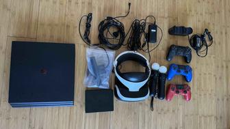 PS4 Pro 1tb, шлем VR и аксессуары