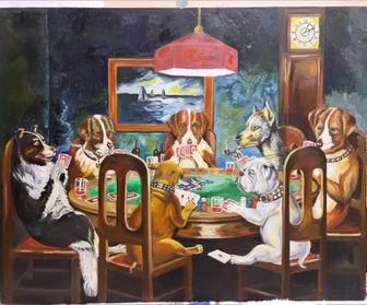 Картина собак играющий в покер