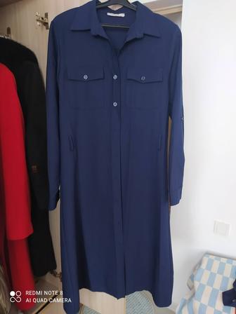 Платье рубашка женское синее