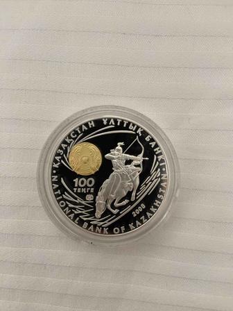 Серебряный монета 100 тенге Чингиз Хана 2008 год