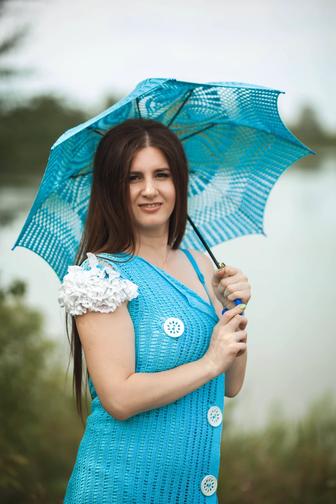 Продам летний зонтик светло-бирюзового цвета