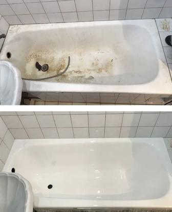 Реставрация ванны, житкий акрил, литьевой мрамор