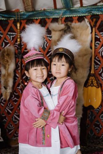 Прокат детский национальный этно костюм в цвете фуксии в Алматы