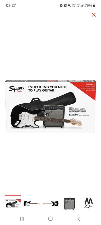 Электрогитара Squire Stratocaster Black 037-1823-606, комбик, чехол, ремень