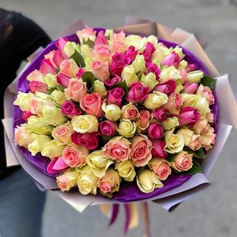 Бесплатная доставка цветы розы хризантемы ромашки пионы Жезказган