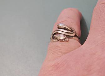 Кольцо со сплетенными змеями (серебро 925 пробы)